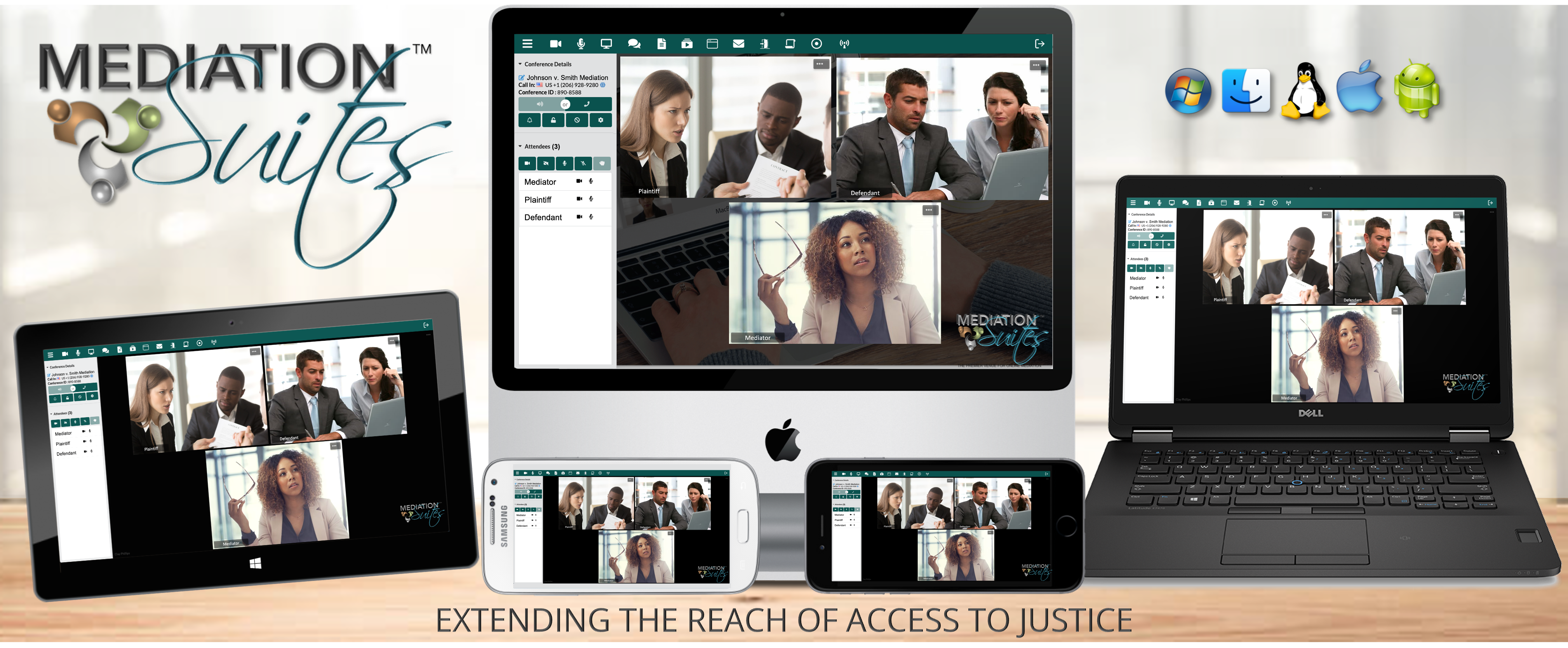 The original Mediation Suites platform on desktop, laptop, tablets, and smartphones